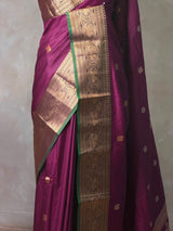 Deep wine and green silk saree -BSP30