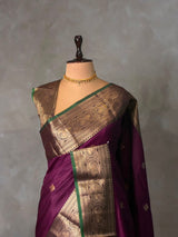 Deep wine and green silk saree -BSP30