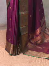 Deep wine and green silk saree -BSP30