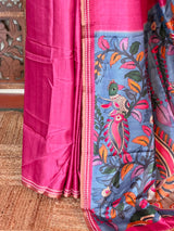 Dark Pink semi tusser saree - PBRBAL3