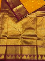 Yellow and Red Semi kanchipuram silk saree- PSSR354
