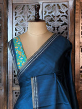 Blue semi tusser saree - PBRBAL2C