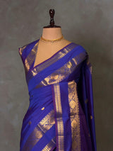 Violet Mix Blue banarasi silk saree -PIH99D