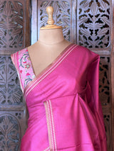 Pink semi tusser saree - PBRBAL1C