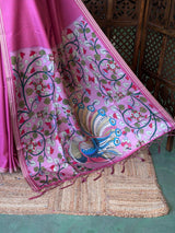 Pink semi tusser saree - PBRBAL1C