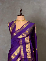 Violet banarasi silk saree -PIH99C