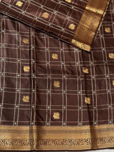 coffee Brown Soft satin banarasi silk saree -PBRNAK1C