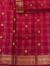 Maroon Soft satin banarasi silk saree -PBRNAK1E