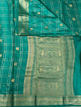 Aqua Blue Soft satin banarasi silk saree -PBRNAK1G