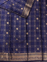 Navy blue Blue Soft satin banarasi silk saree -PBRNAK1H