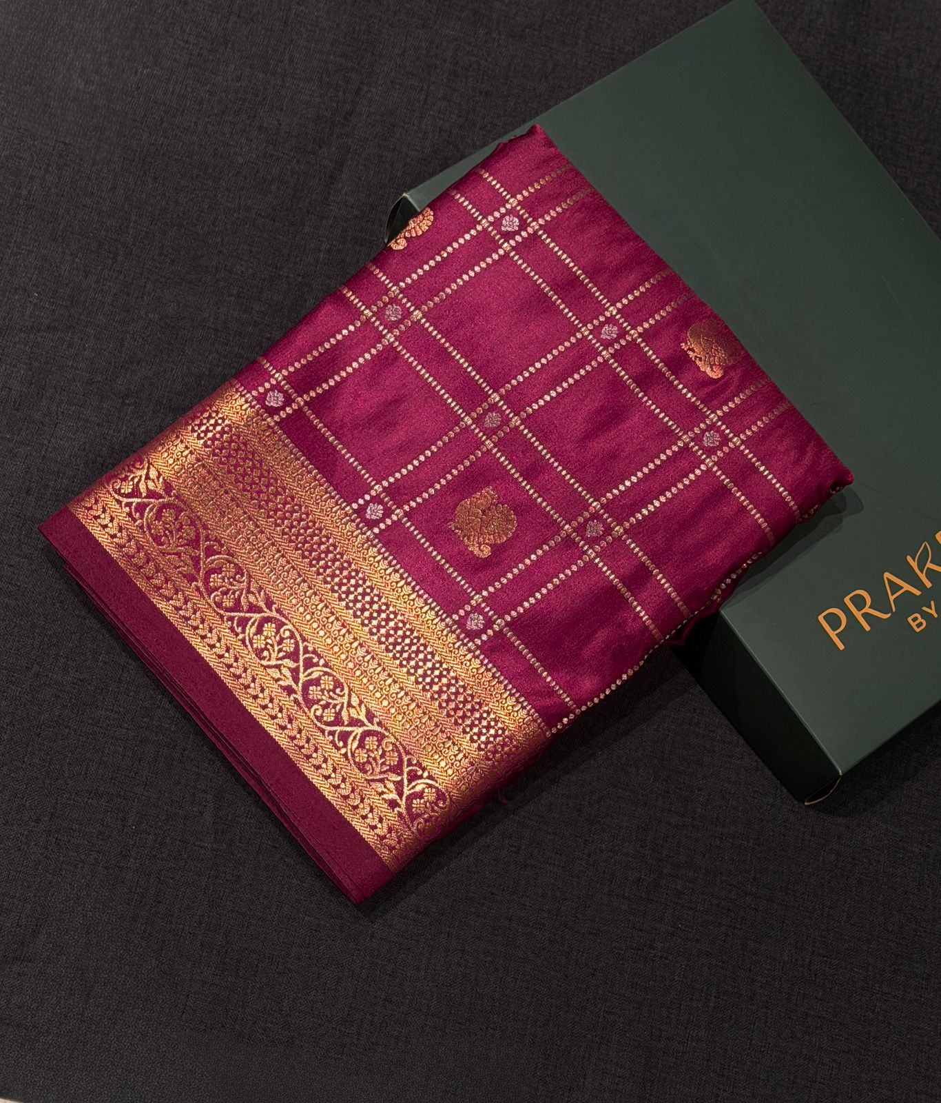 Wine Shade Soft satin banarasi silk saree -PBRNAK1I