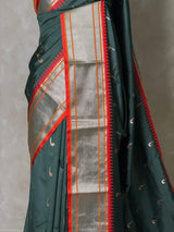 Bottle Green and Red Silk saree - PBRZU6D
