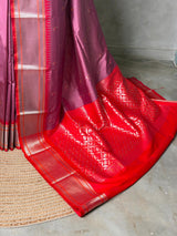 Onion Pink and Red Silk saree - PBRZU6B