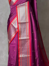 Deep wine and Red Silk saree - PBRZU6A