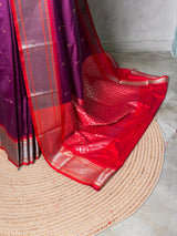 Deep wine and Red Silk saree - PBRZU6A