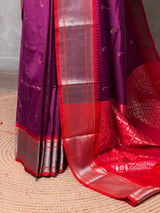 Deep wine and Red Silk saree - PBRZU6A