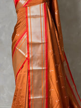 Copper rust and Red Silk saree - PBRZU6