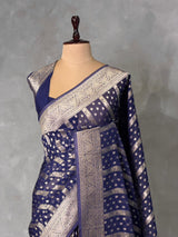 Navy Blue Banarasi Georgette Saree - PBRH1D