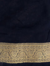 Navy Blue Banarasi Georgette Saree - PBRH1D