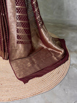 Dark Brown Banarasi Georgette Saree - PBRH1C