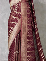 Dark Brown Banarasi Georgette Saree - PBRH1C