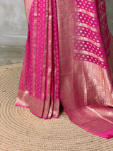 Dark Pink Banarasi Georgette Saree - PBRH1B