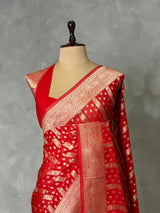 Red Banarasi Georgette Saree - PBRH1A