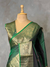Dark green silk saree -BSP30B