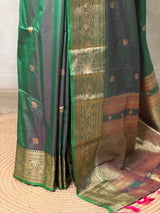 Dark green silk saree -BSP30B