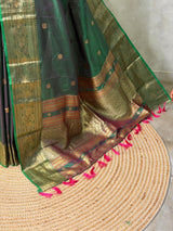 Dark green silk saree -BSP30B