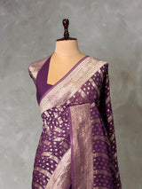 Dark Purple Banarasi Georgette Saree - PBRH1