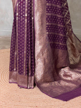Dark Purple Banarasi Georgette Saree - PBRH1