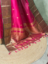 Dark Pink and green silk saree -BSP30A