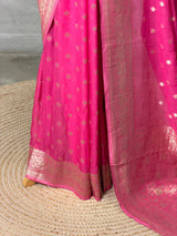 Dark Pink Banarasi Georgette Saree - PBRH2