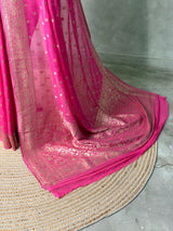 Dark Pink Banarasi Georgette Saree - PBRH2