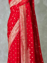 Red Banarasi Georgette Saree - PBRH2A