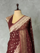 Brown Banarasi Georgette Saree - PBRH2C