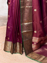 Maroon and green silk saree -BSP30C