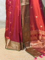 Rust Orange and Green silk saree -BSP30D