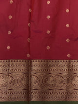 Rust Orange and Green silk saree -BSP30D