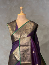Bluish violet and Green silk saree -BSP30E