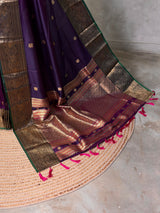 Bluish violet and Green silk saree -BSP30E