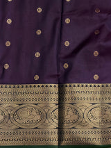 Bluish violet and Green silk saree -BSP30E