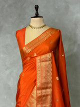 Orange Pure Viscose Silk Saree - PBRATH1G