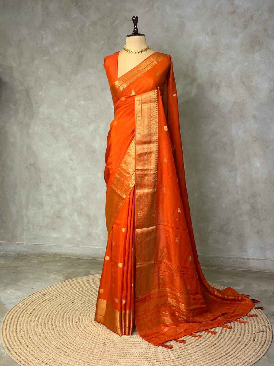 Orange Pure Viscose Silk Saree - PBRATH1G