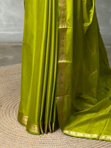 Parrot Green Semi mysore crepe Silk Saree - PBRMJ1H
