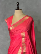 Pinkish Peach Semi mysore crepe Silk Saree - PBRMJ1