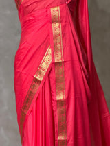 Pinkish Peach Semi mysore crepe Silk Saree - PBRMJ1