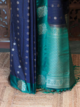 Blue and green pure soft silk saree - PSOFTD6B