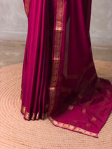 Grape wine mysore crepe Silk Saree - PBRMJ1J